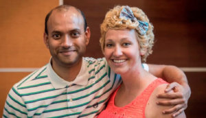 Ashli Brehm, right, with her medical oncologist Pavankumar Tandra, M.D.